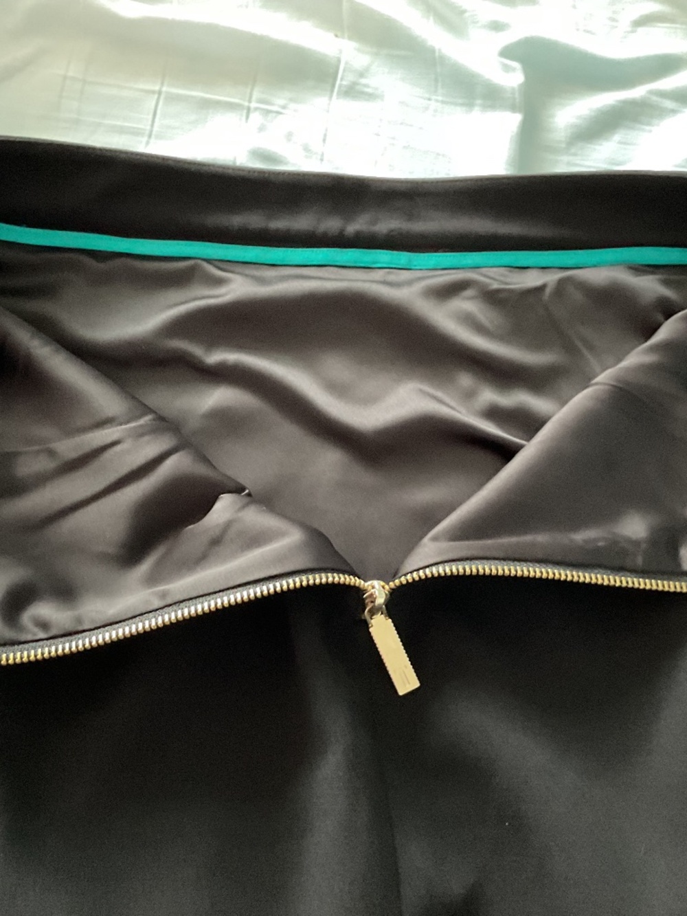 ⭐️ Ted Baker Heeley Asymmetrical Faux Leather Trim Skirt - size 12 - Picture 9 of 11